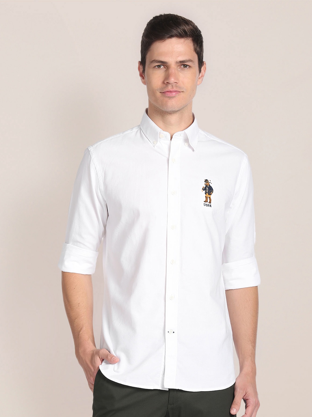 

U.S. Polo Assn. Button-Down Collar Cotton Casual Shirt, White