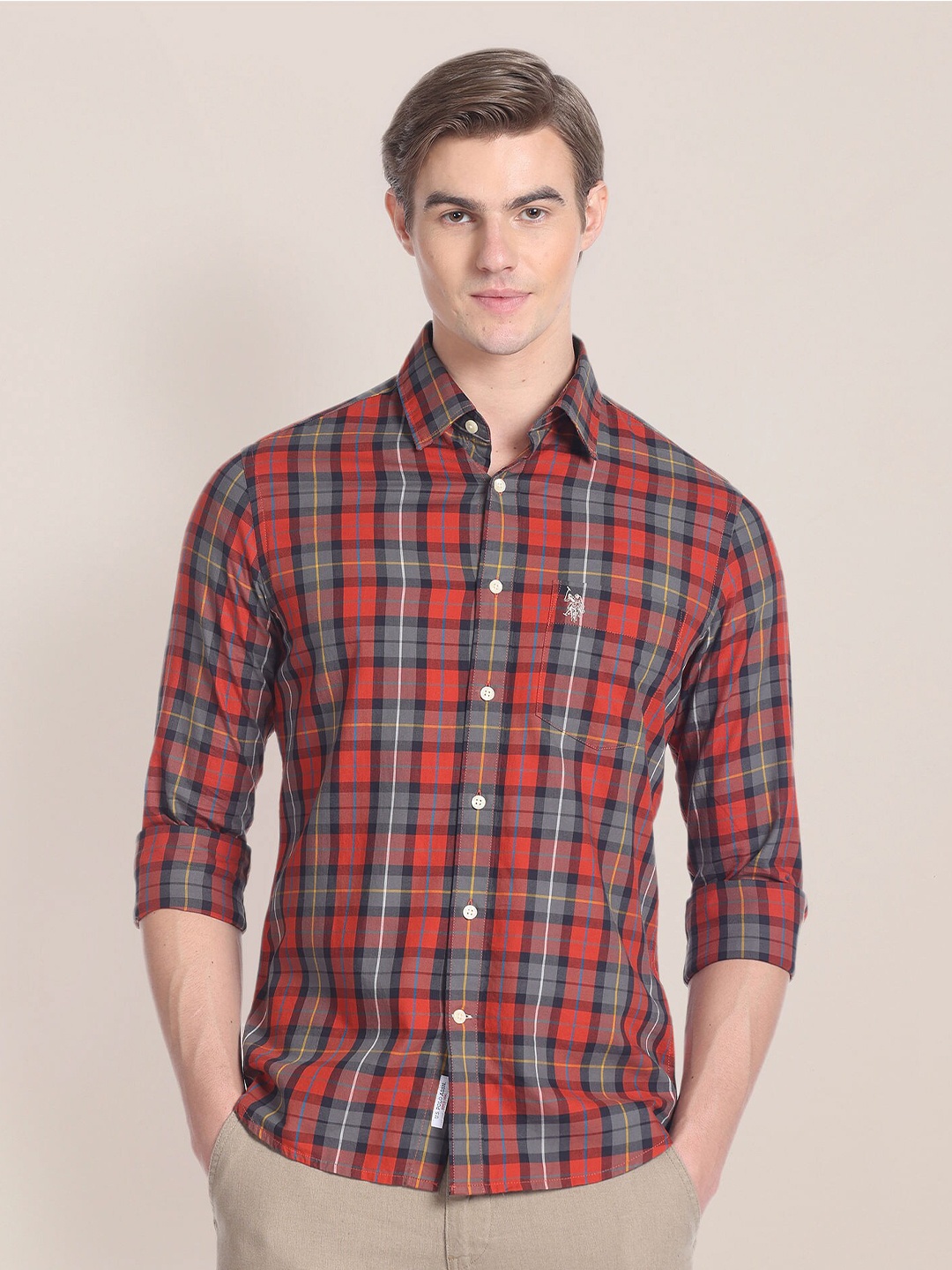 

U.S. Polo Assn. Tartan Checks Cotton Casual Shirt, Rust