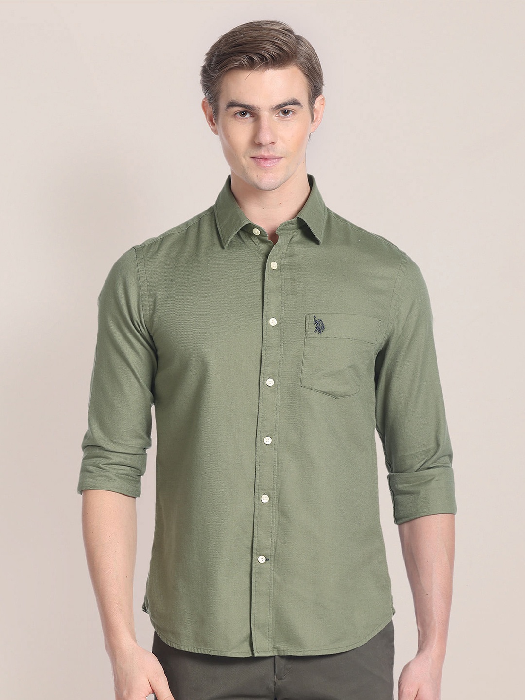 

U.S. Polo Assn. Cotton Opaque Casual Shirt, Green