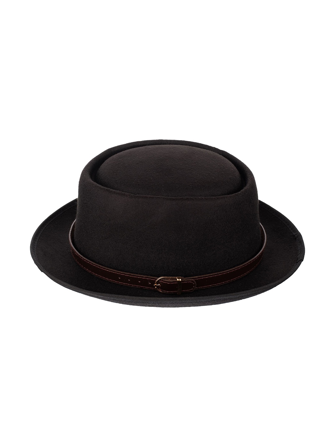 

The Tie Hub Men Fedora Hat With Belt, Black