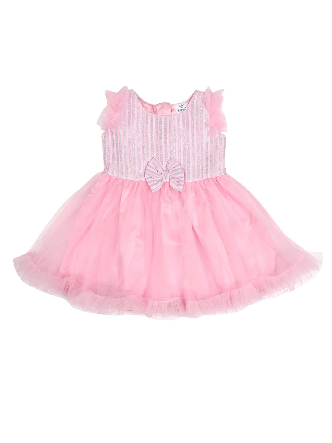 

Doodle Girls Embellished Ruffles Detailed Net Fit & Flare Dress, Pink