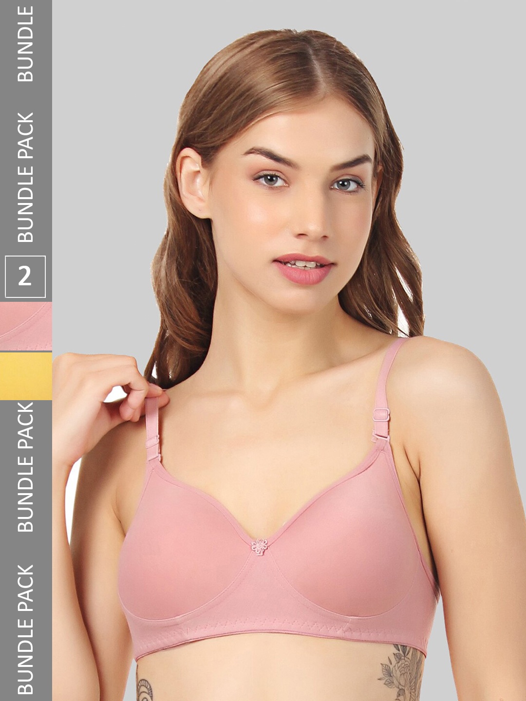 

FUNAHME Pack of 2 Full Coverage Lightly Padded Bra With All Day Comfort, Pink