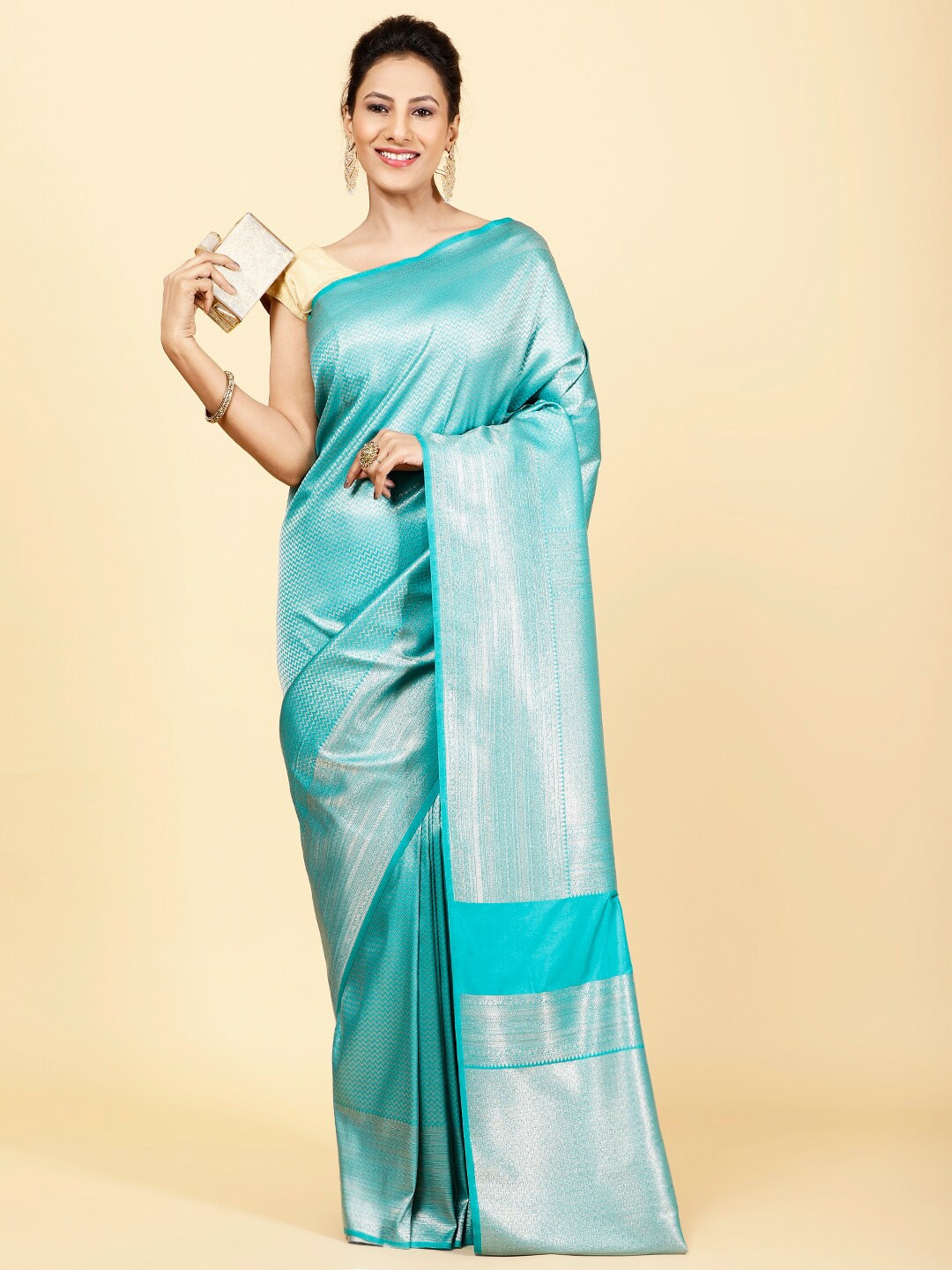 

Meena Bazaar Woven Design Zari Art Silk Saree, Blue