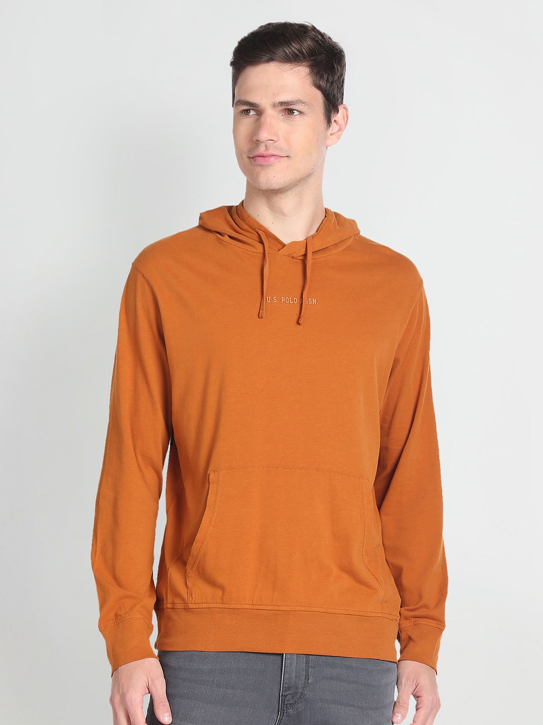 

U.S. Polo Assn. Denim Co. Hooded Slim Fit Pullover, Orange