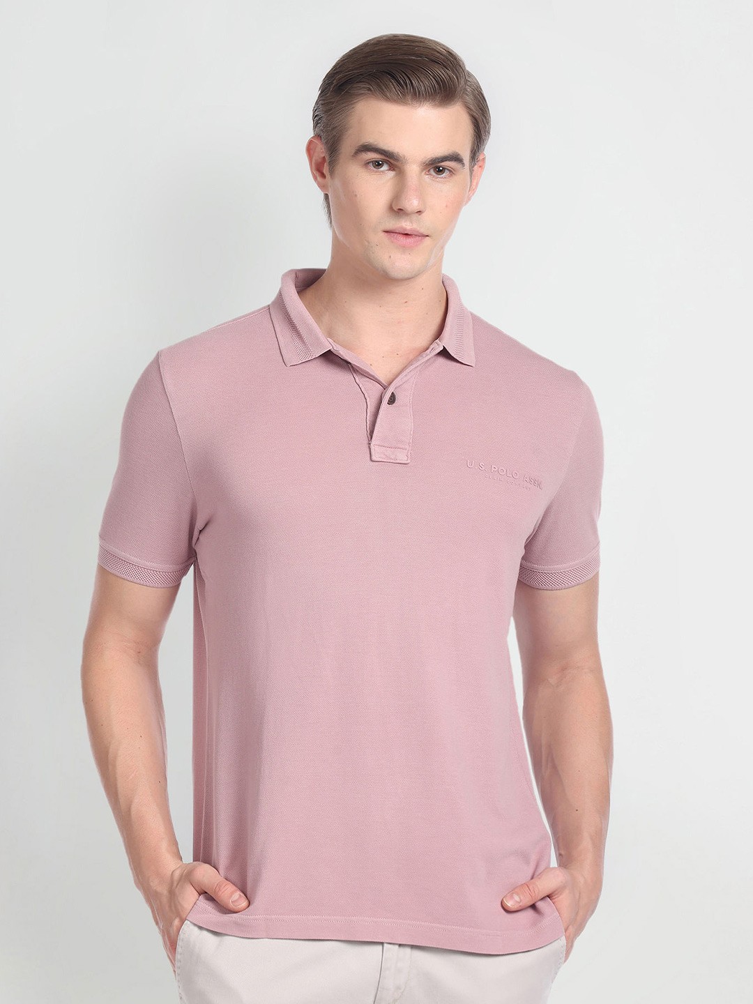 

U.S. Polo Assn. Denim Co. Polo Collar Pure Cotton Slim Fit T-shirt, Pink