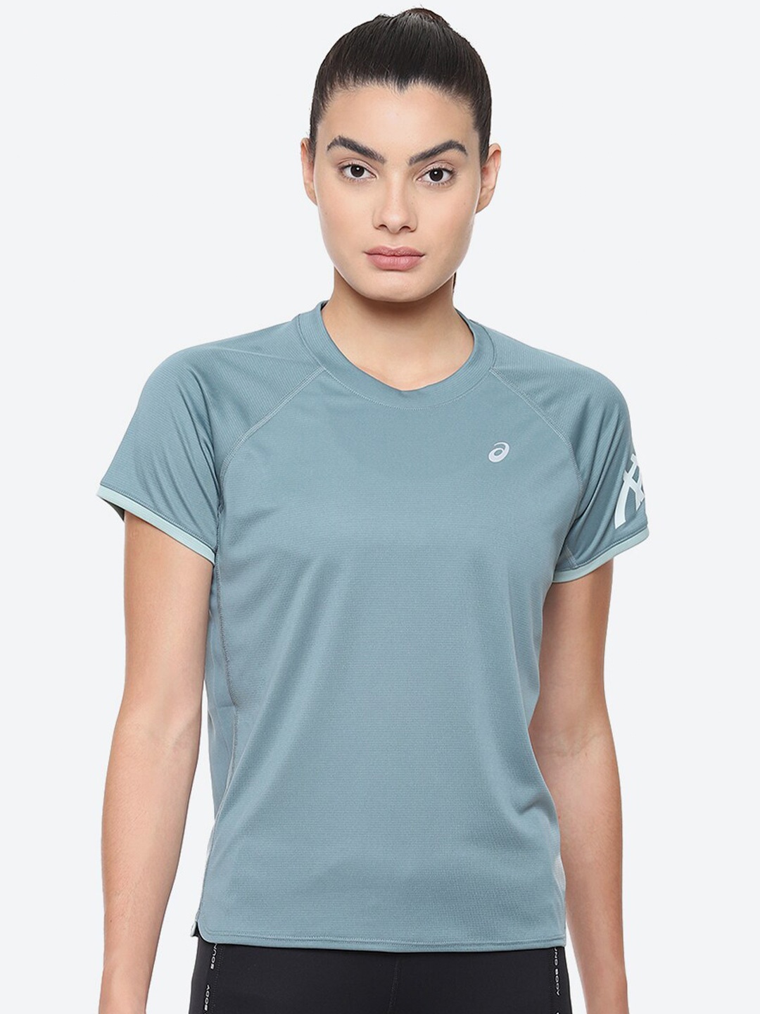 

ASICS Icon SS Green Brand Logo Printed Raglan Sleeves Sports Tshirts, Sea green