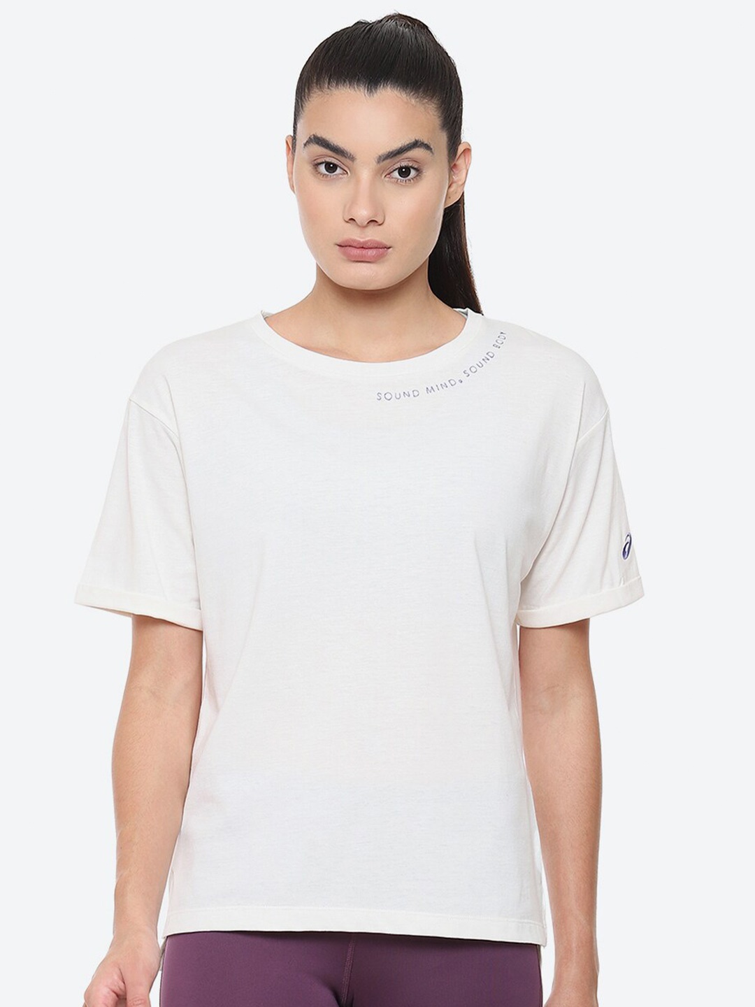 

ASICS Training Core Relaxed Graphic Round Neck T-Shirt, Cream