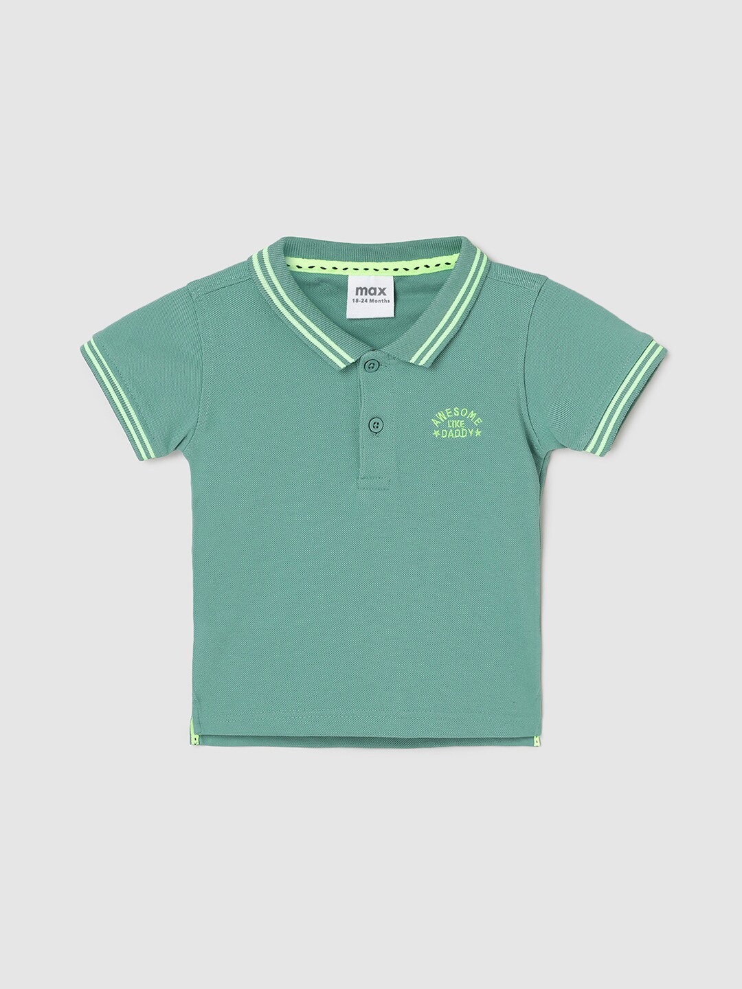 

max Infants Boys Polo Collar Pure Cotton T-shirt, Green