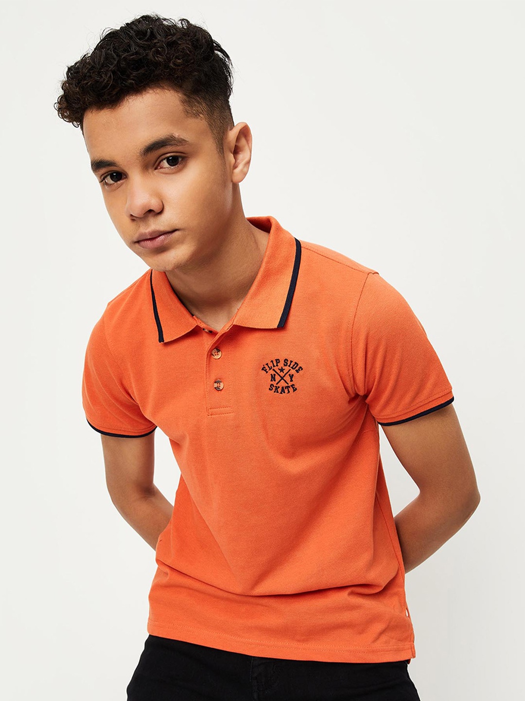 

max Boys Polo Collar T-shirt, Orange