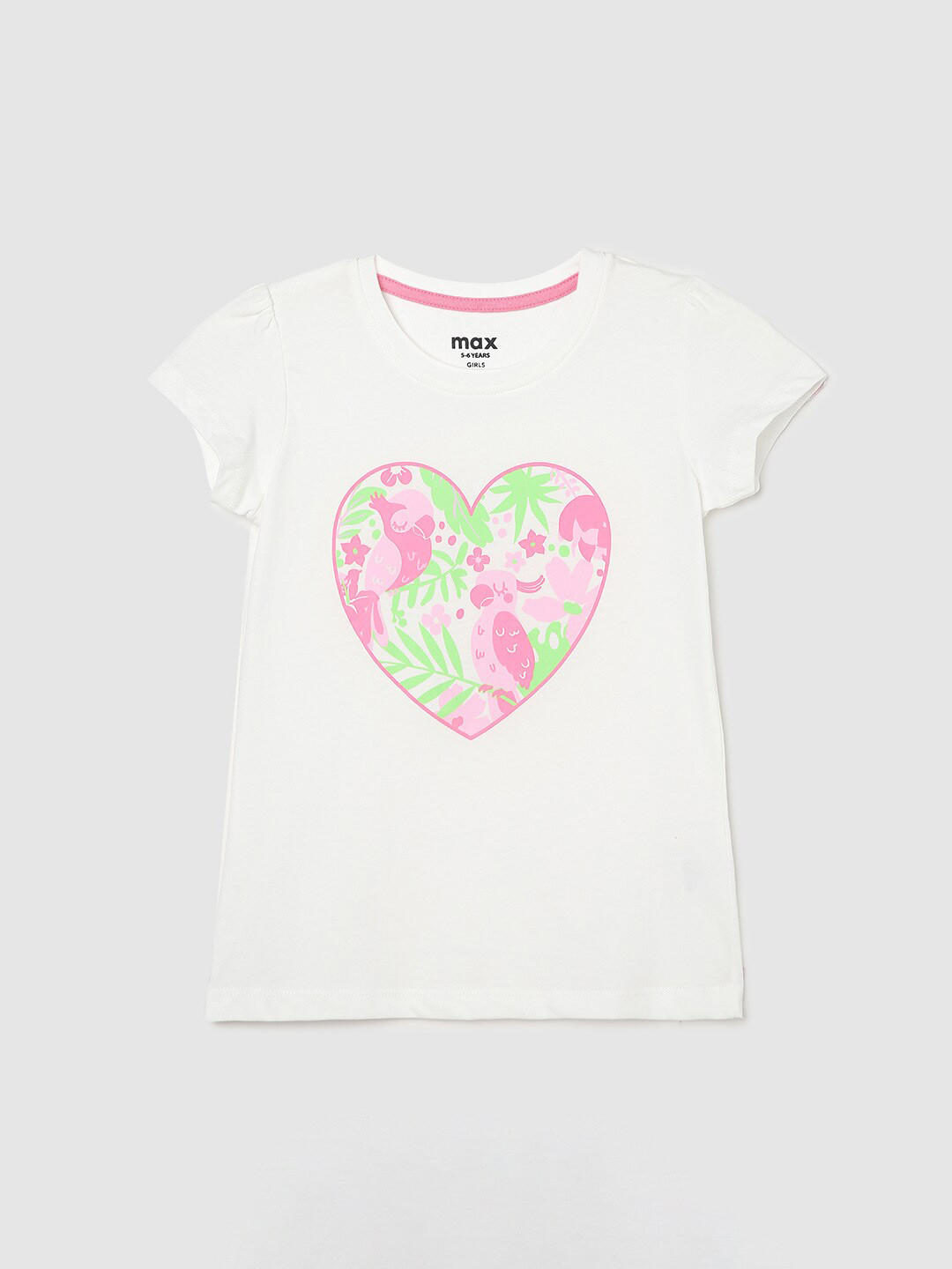 

max Girls Graphic Printed Pure Cotton T-shirt, Off white