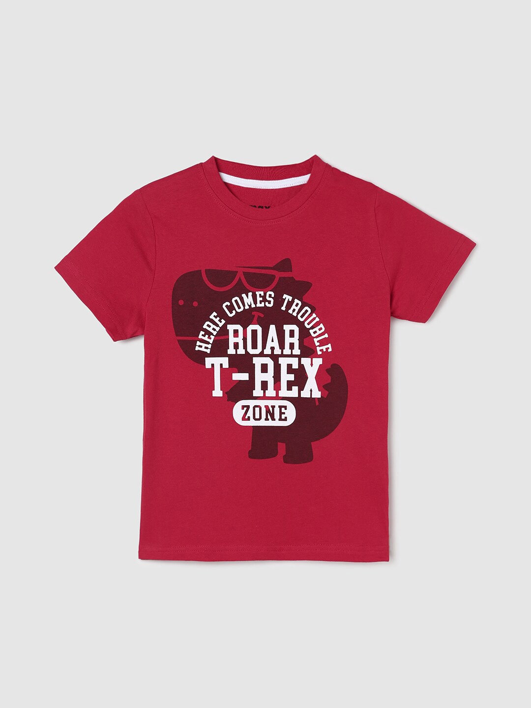 

max Boys Typography Printed Pure Cotton T-shirt, Red