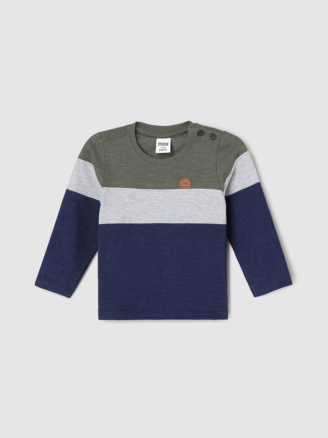 

max Boys Colourblocked Pure Cotton T-shirt, Navy blue
