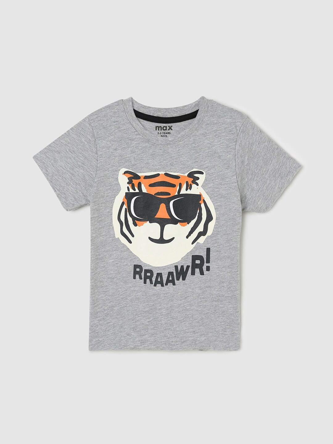 

max Boys Graphic Printed Pure Cotton T-shirt, Grey