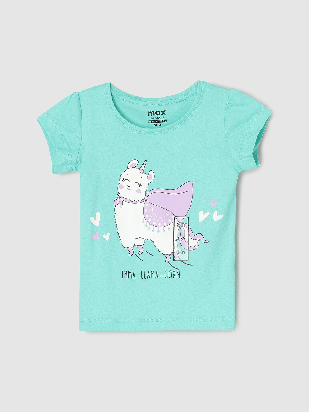 

max Girls Graphic Printed Pure Cotton T-shirt, Green