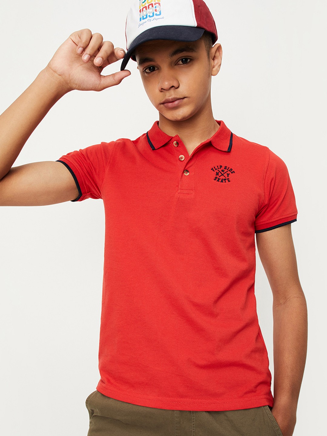 

max Boys Polo Collar Pure Cotton T-Shirt, Red