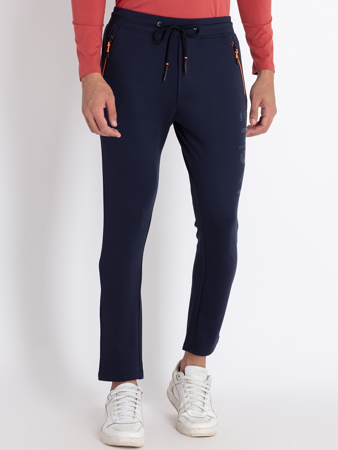 

Status Quo Men Mid Rise Cotton Track Pants, Navy blue