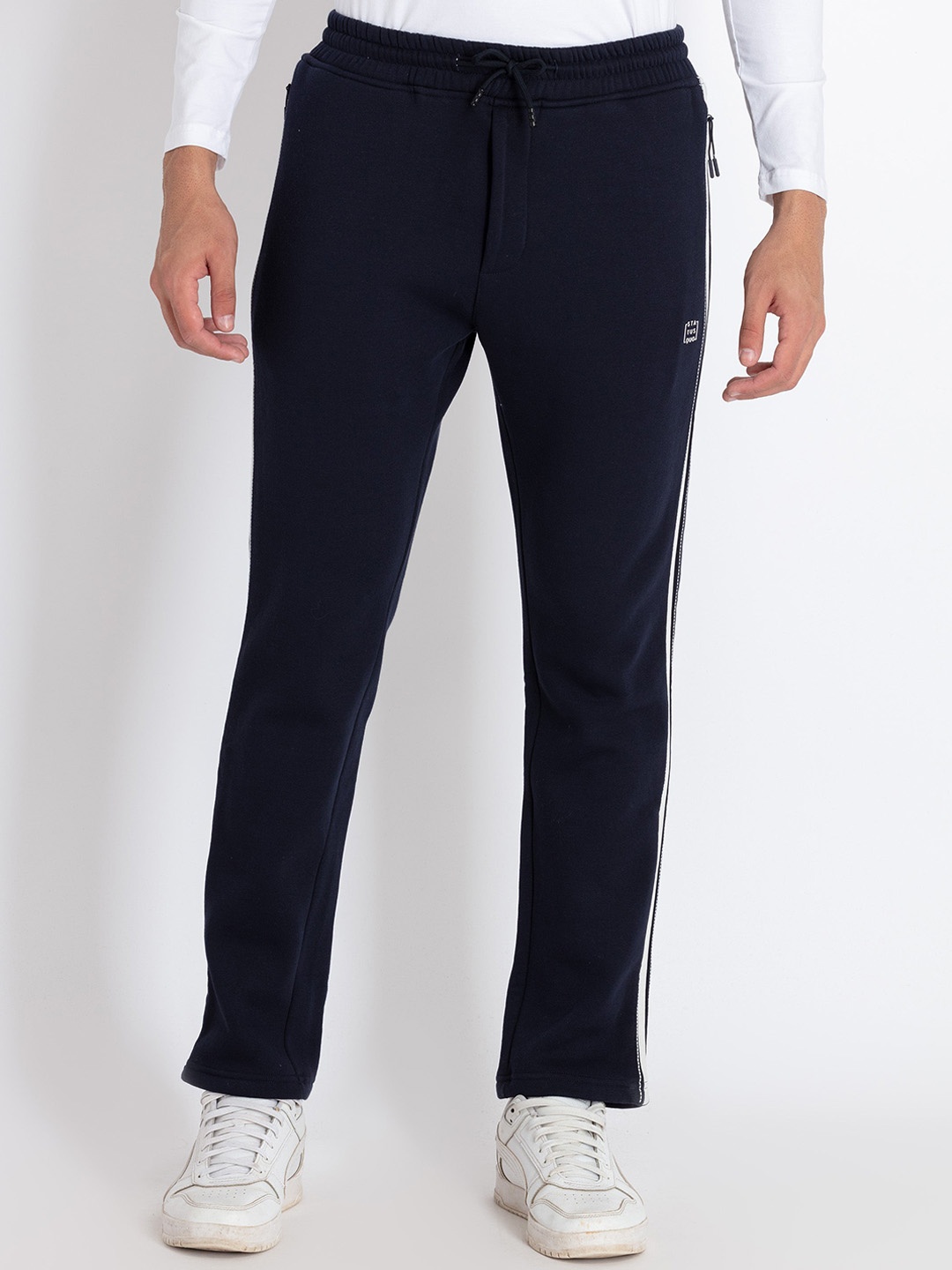 

Status Quo Men Mid Rise Regular Fit Track Pants, Navy blue