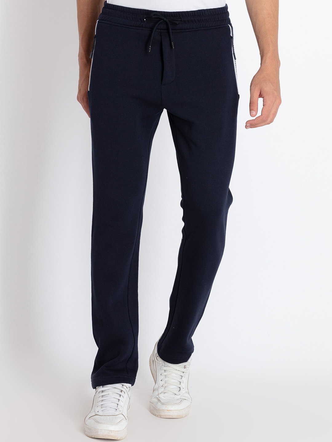 

Status Quo Men Printed Detail Track Pants, Navy blue