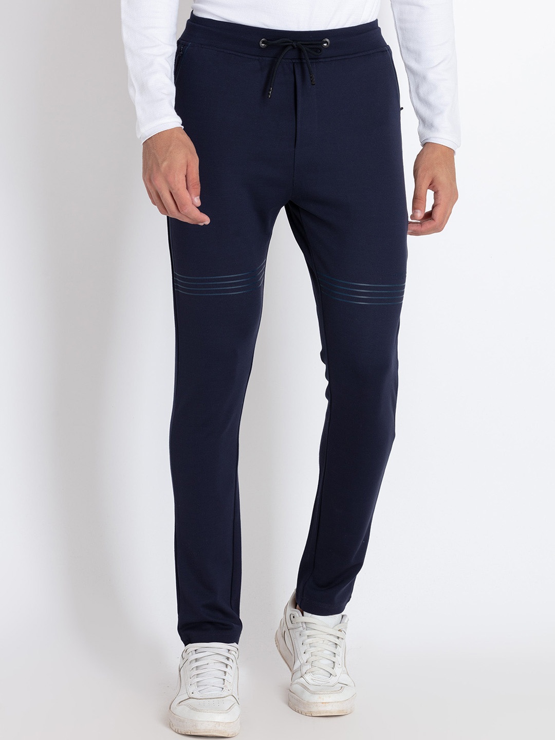 

Status Quo Men Mid Rise Cotton Track Pants, Navy blue