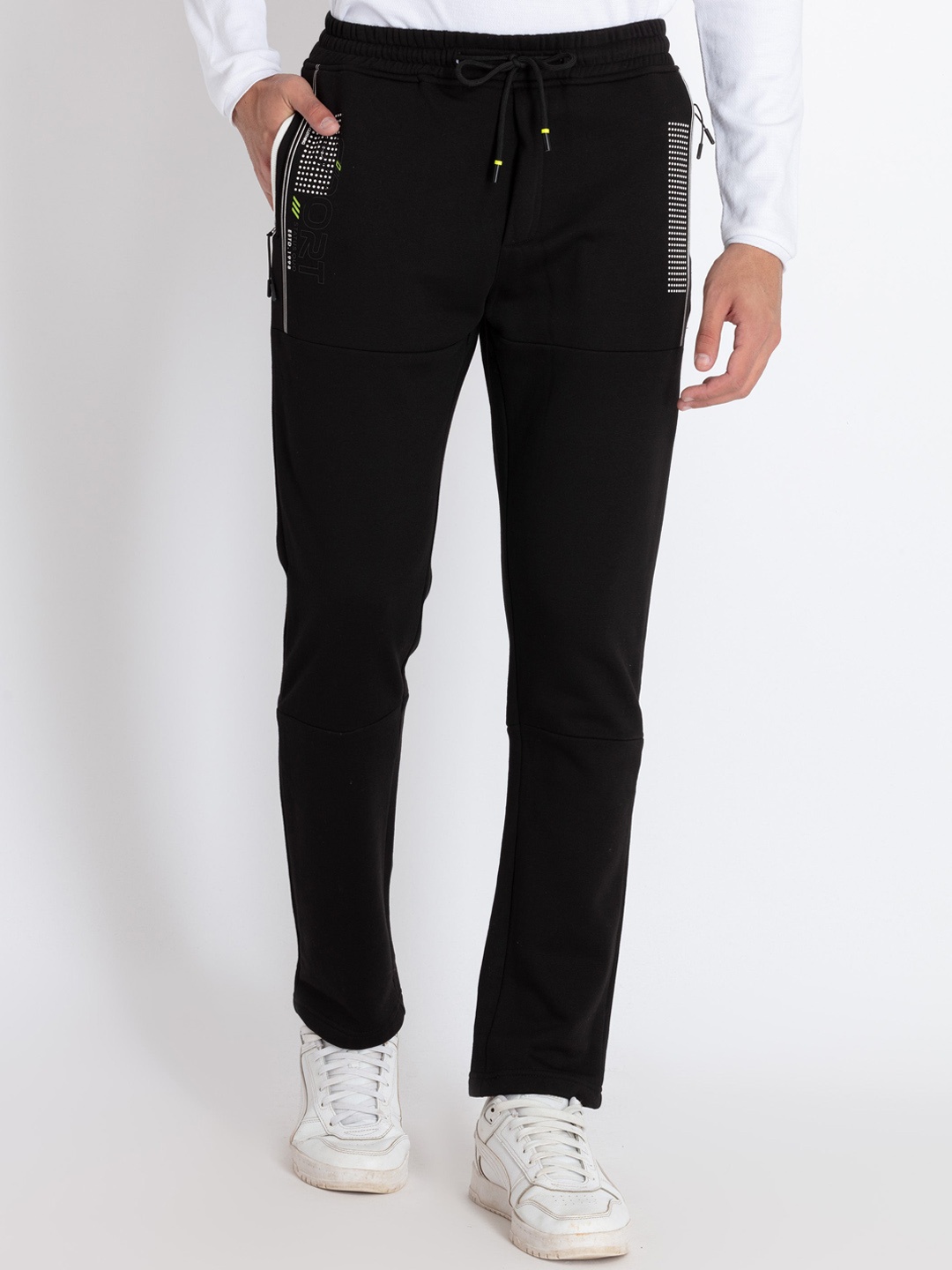 

Status Quo Men Mid-Rise Track Pants, Black