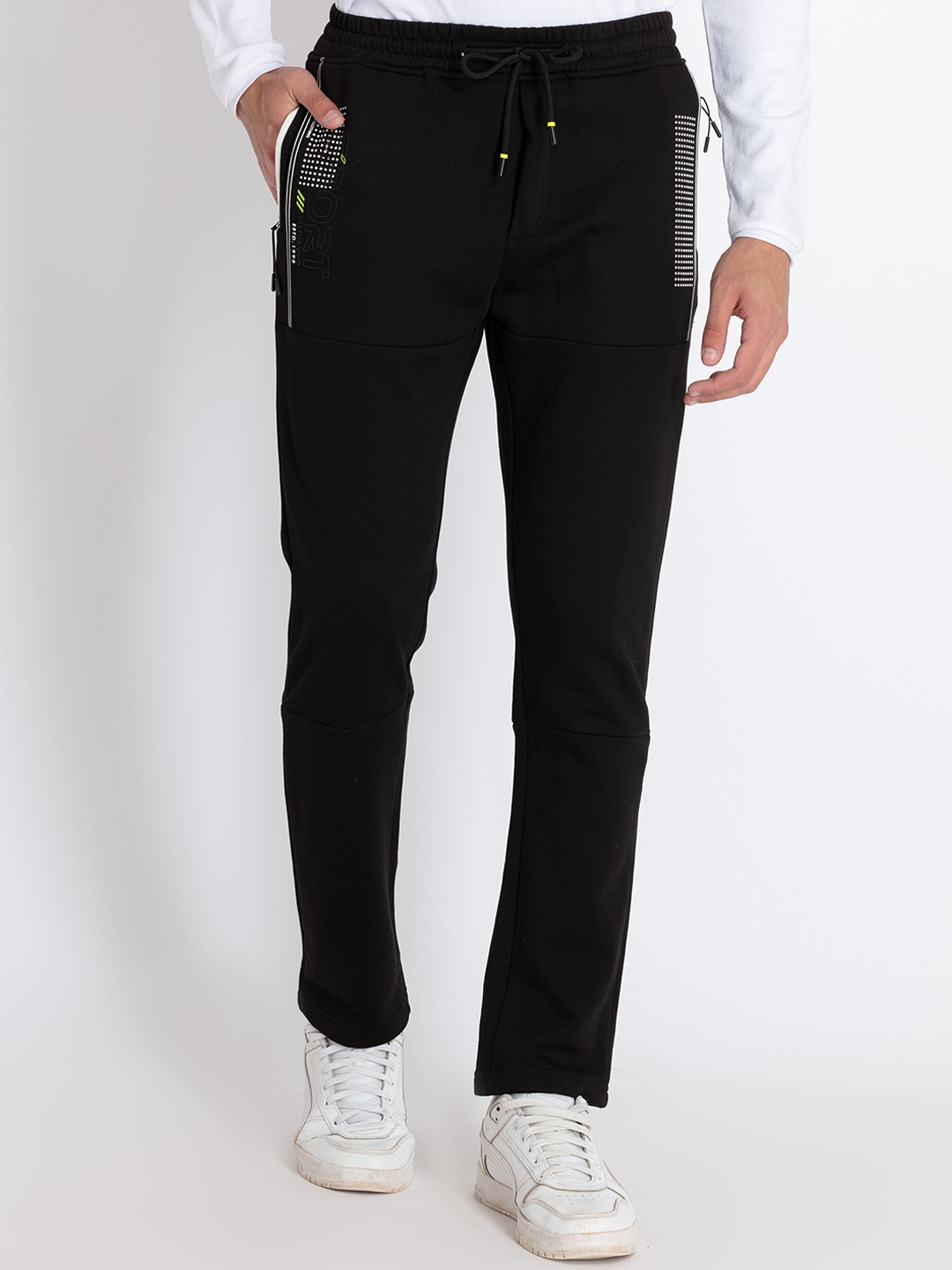 

Status Quo Men Mid-Rise Track Pants, Black