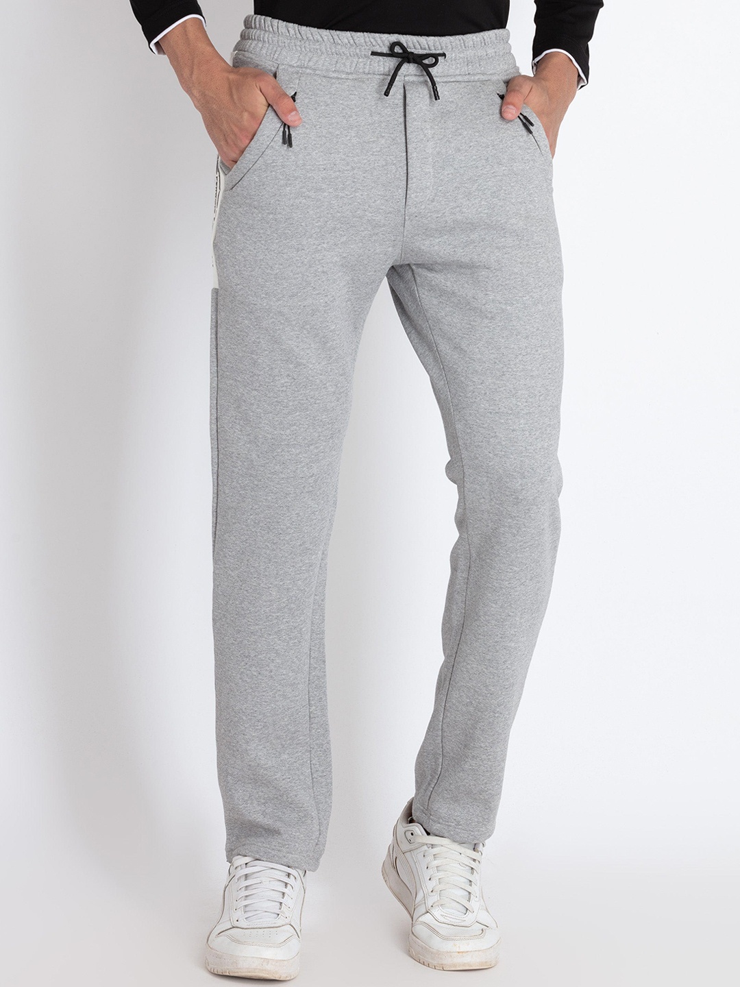 

Status Quo Men Mid-Rise Side Panel Track Pants, Grey