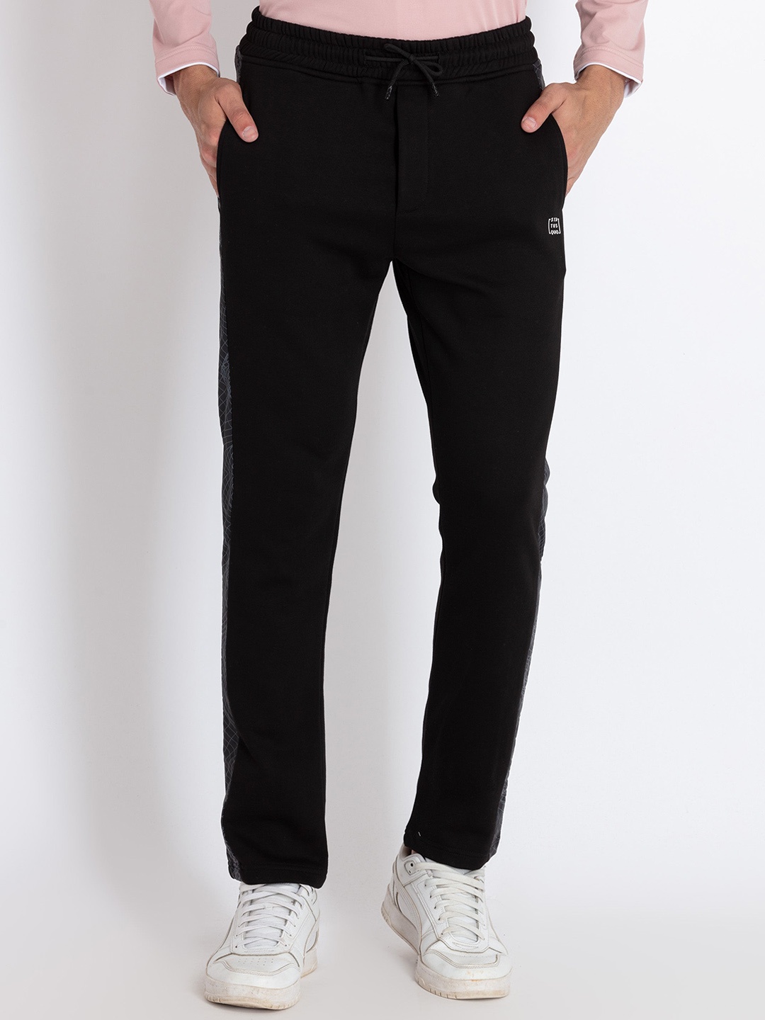 

Status Quo Men Mid-Rise Side Panel Track Pants, Black