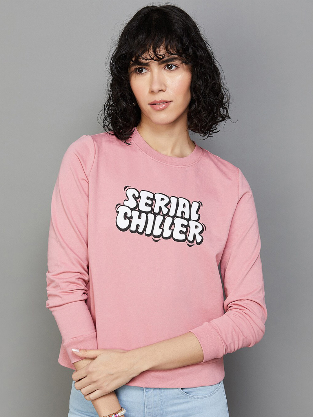 

Ginger by Lifestyle Typography Printed Cotton Pullover, Pink