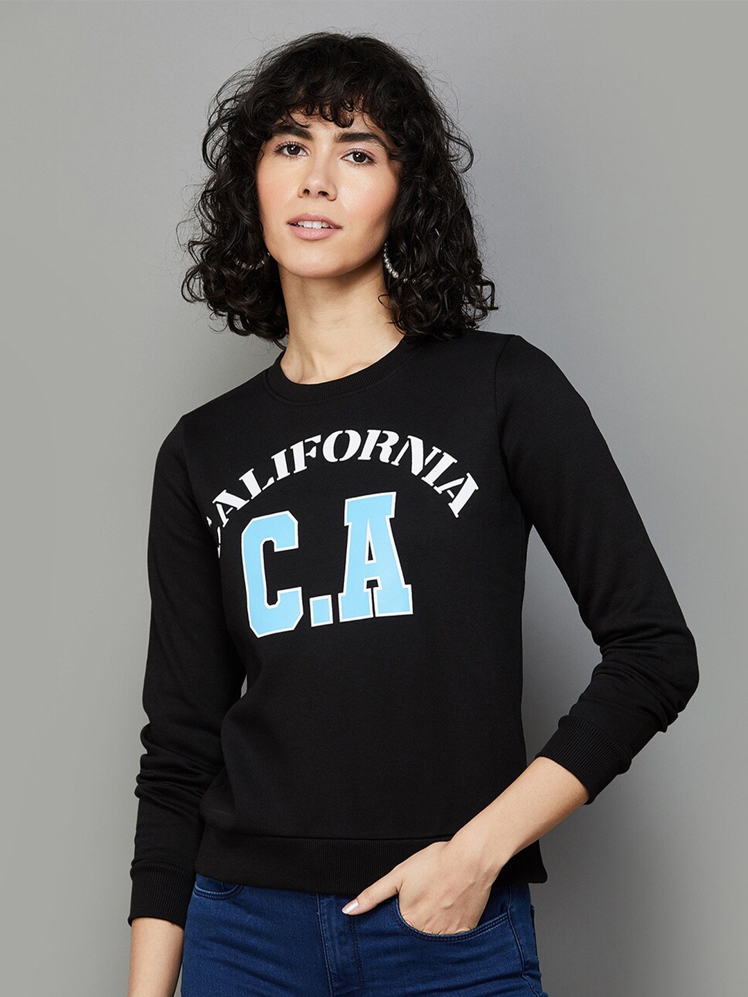 

Ginger by Lifestyle Typography Printed Sweatshirt, Black