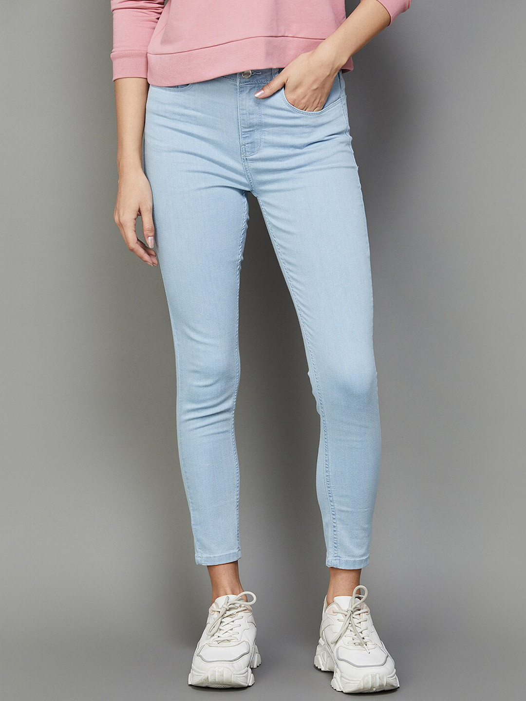 

Ginger by Lifestyle Women Clean Look Mid Rise Cotton Jeans, Blue
