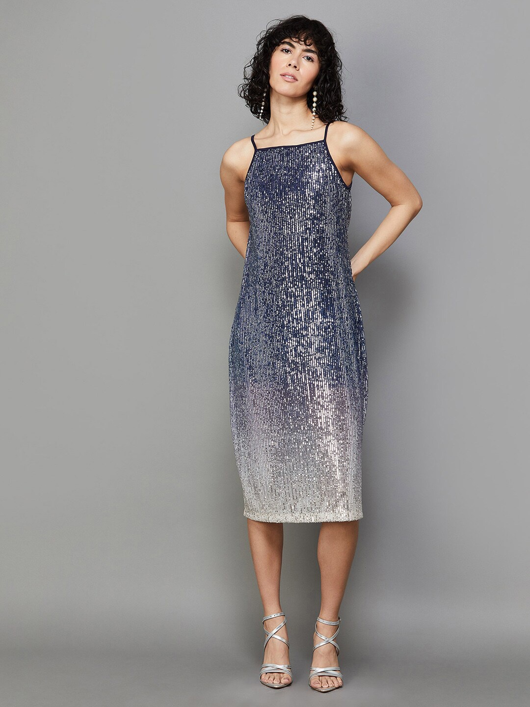 

Ginger by Lifestyle Embellished Shoulder Straps Sheath Dress, Blue