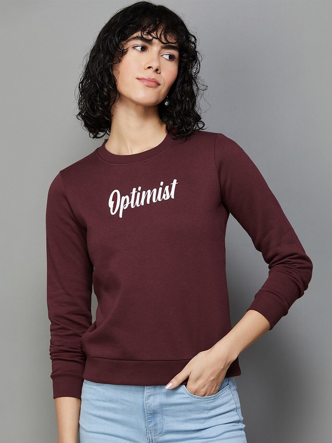 

Ginger by Lifestyle Typography Printed Sweatshirt, Red