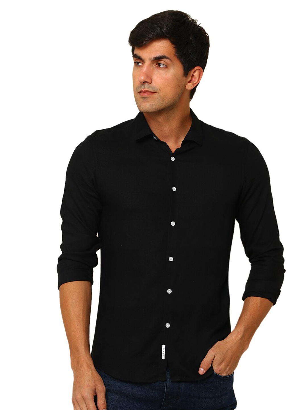 

FLY 69 Premium Slim Fit Pure Cotton Casual Shirt, Black