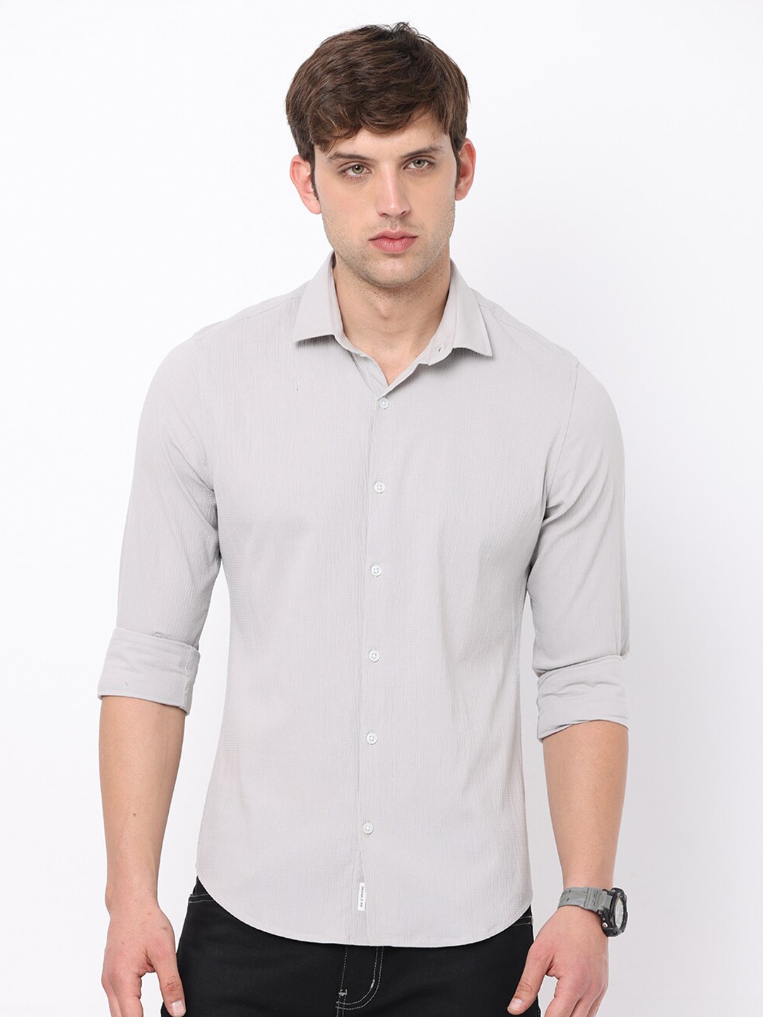 

FLY 69 Premium Slim Fit Pure Cotton Casual Shirt, Grey