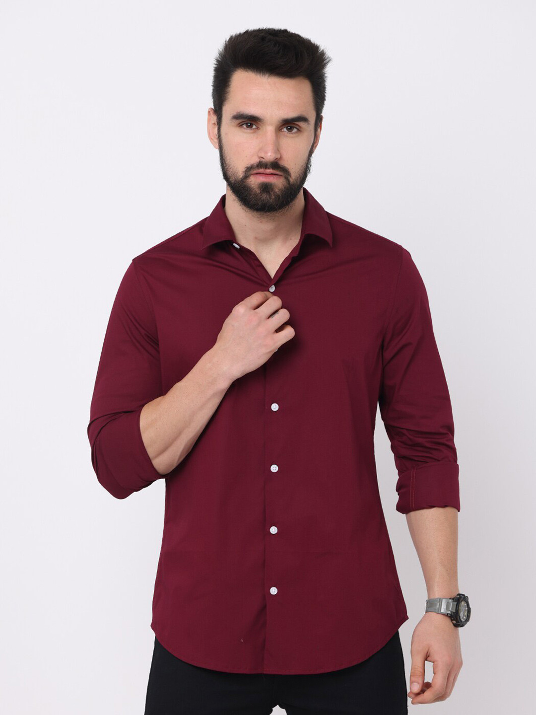 

FLY 69 Premium Slim Fit Pure Cotton Casual Shirt, Maroon