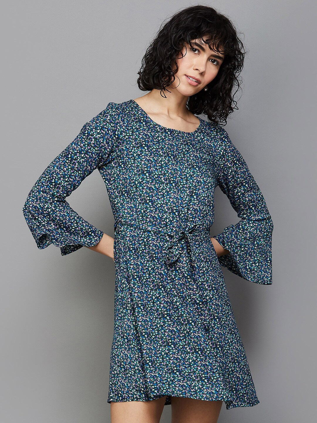 

Fame Forever by Lifestyle Floral Printed A-Line Dress, Blue