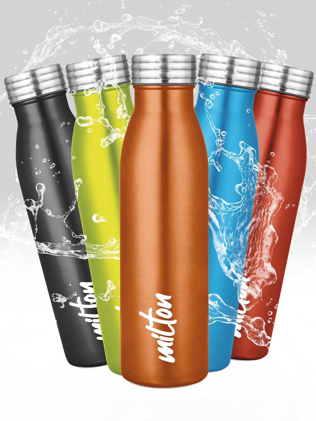 

Milton Breeze 1000 5 Pieces Assorted Leak Proof Water Bottles 1.3 L Each, Brown