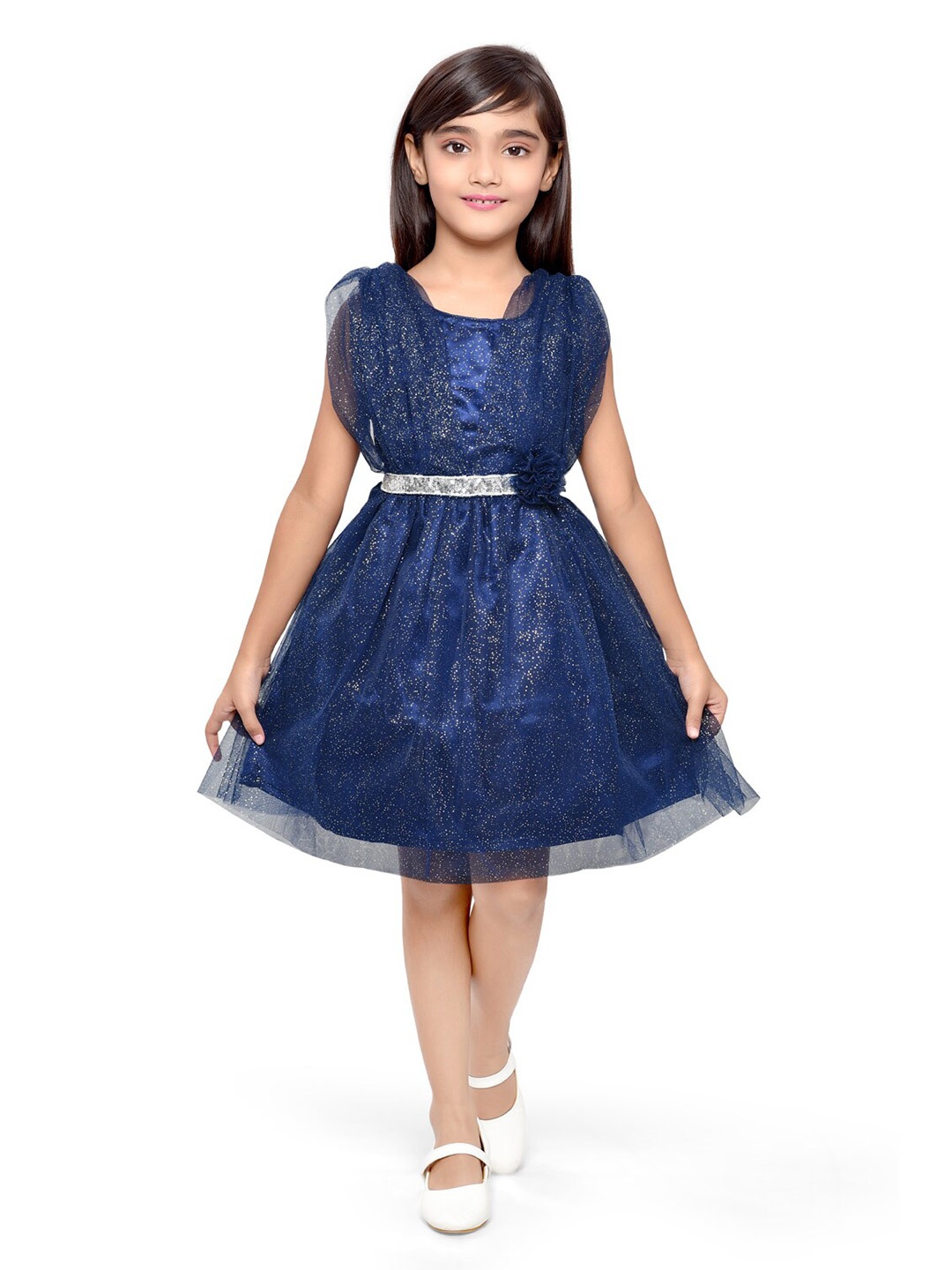 

Doodle Girls Embellished Sleeveless Fit & Flare Dress, Navy blue