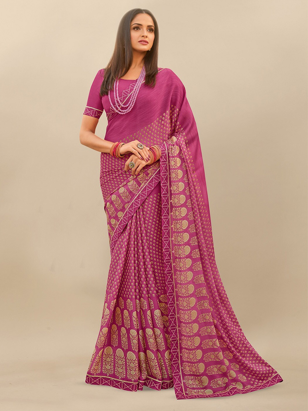 

Atulyam Tex World Ethnic Motifs Printed Celebrity Saree, Pink