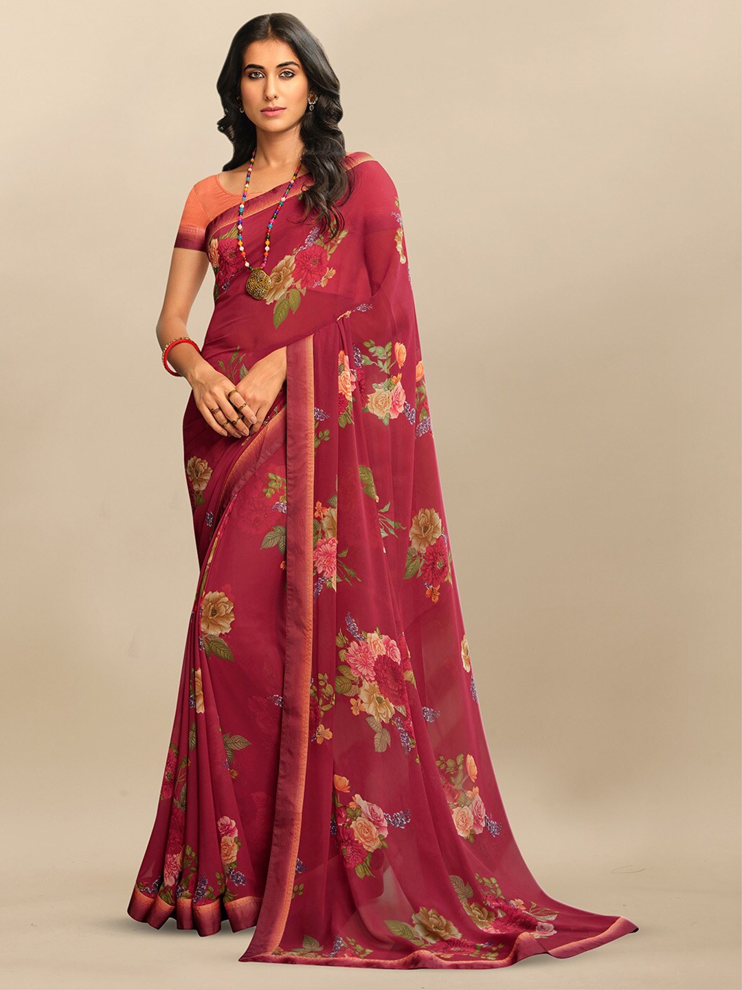 

Atulyam Tex World Floral Printed Saree, Maroon