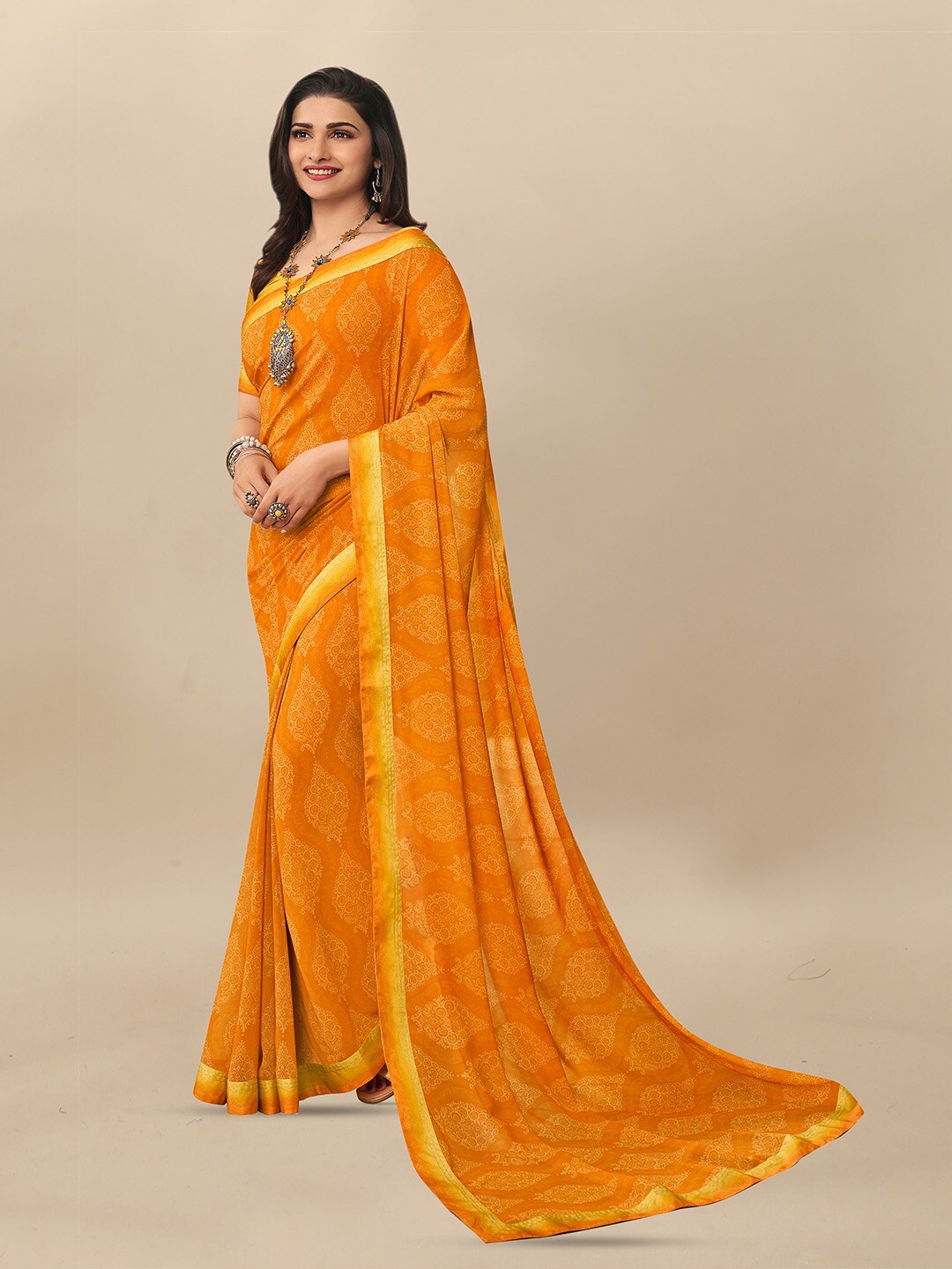 

Atulyam Tex World Ethnic Motifs Printed Saree, Orange