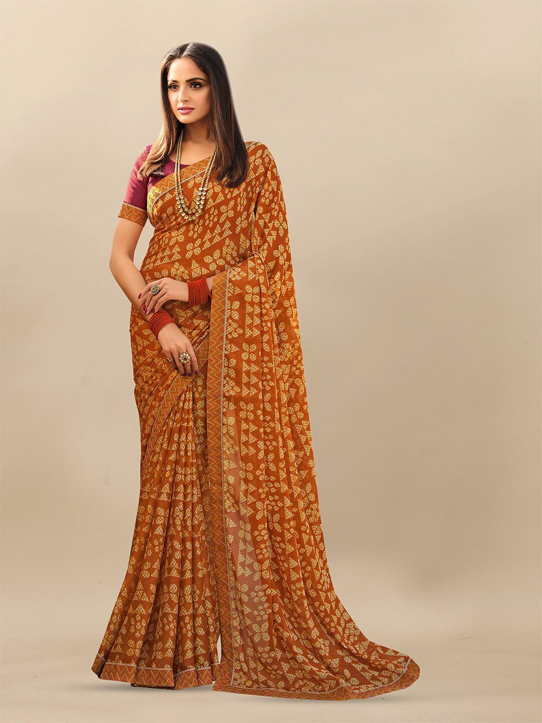 

Atulyam Tex World Geometric Printed Saree, Mustard