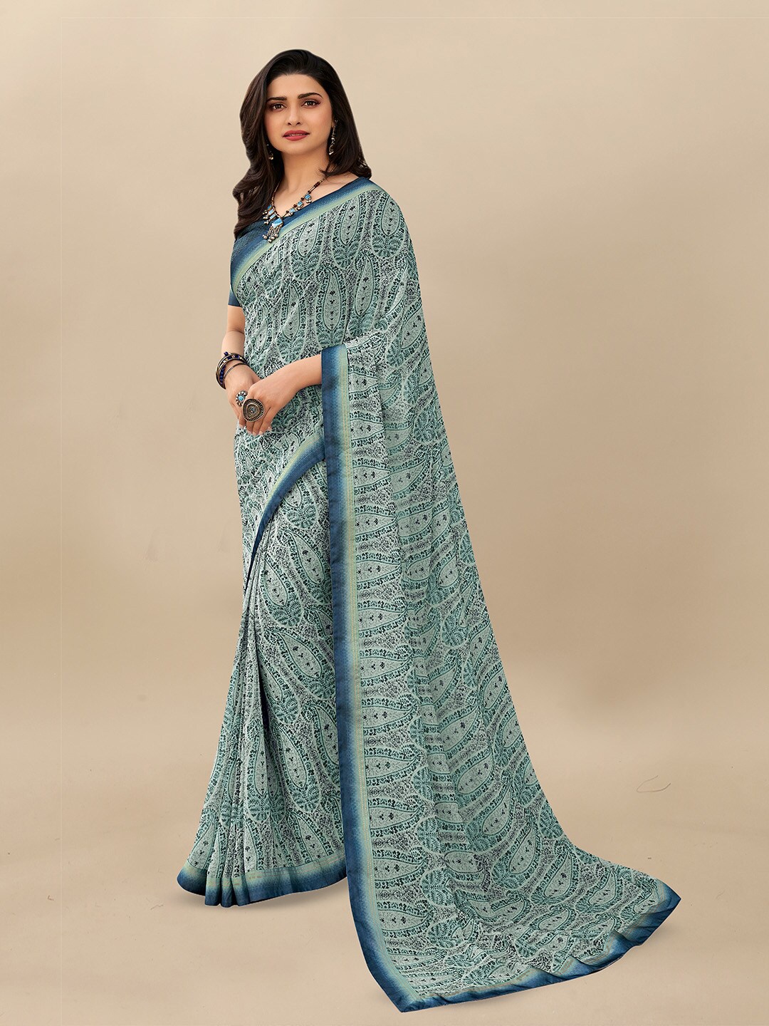 

Atulyam Tex World Paisley Printed Saree, Blue