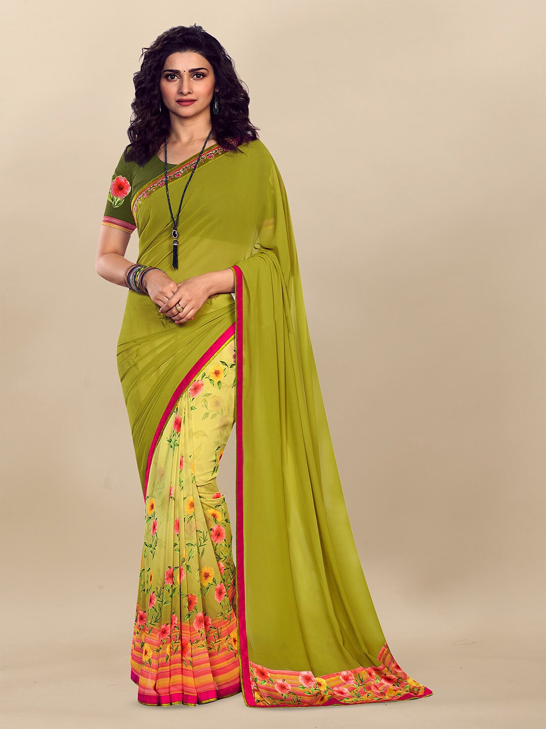

Atulyam Tex World Floral Printed Saree, Yellow