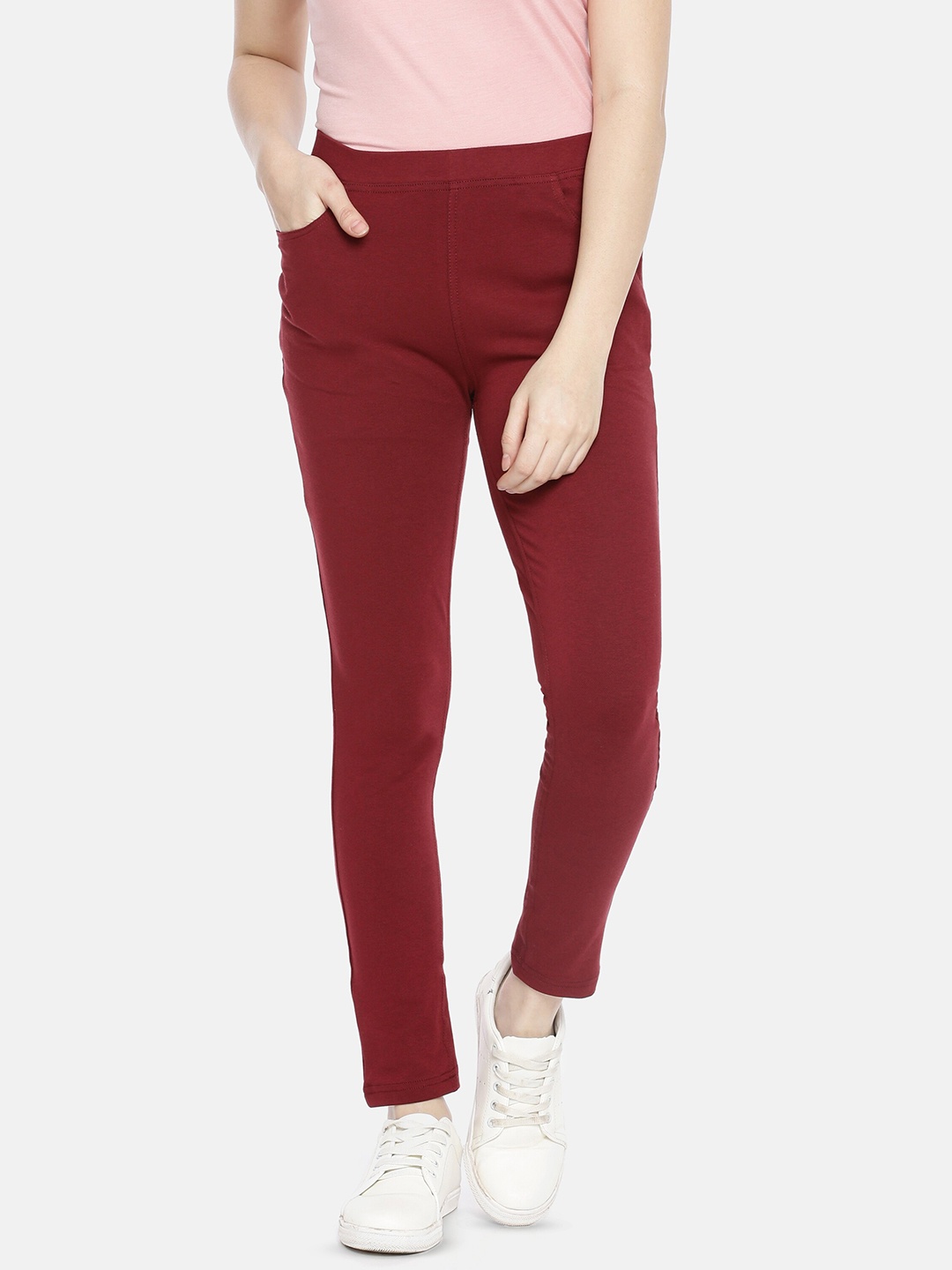 

GOLDSTROMS Women Regular Fit Cotton Jeggings, Maroon