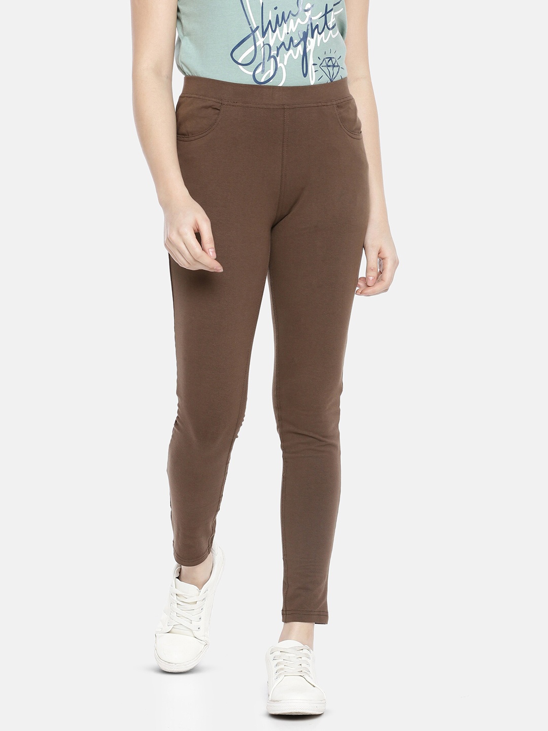 

GOLDSTROMS Regular Fit Denim Cotton Jeggings, Brown