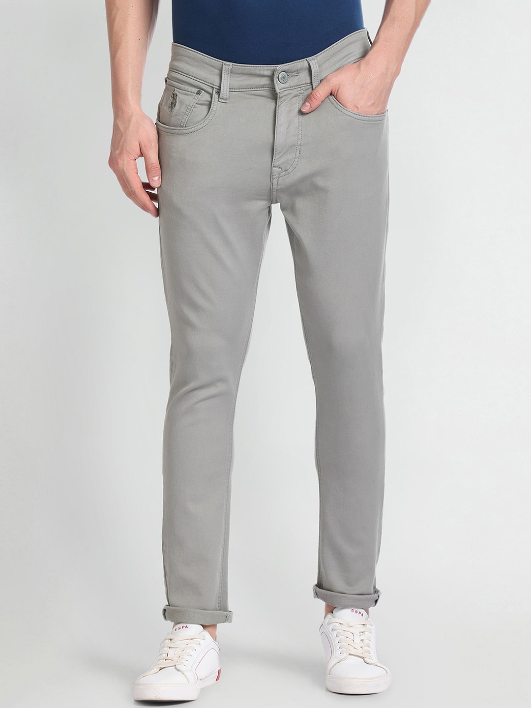 

U.S. Polo Assn. Denim Co. Men Henry Tapered Fit Clean Look Stretchable Jeans, Grey