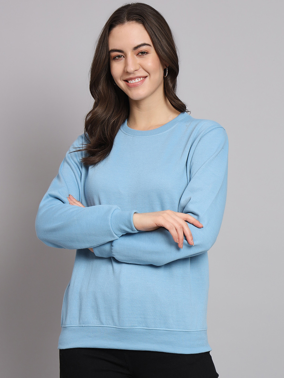 

Obaan Round Neck Pullover Cotton Sweatshirt, Blue