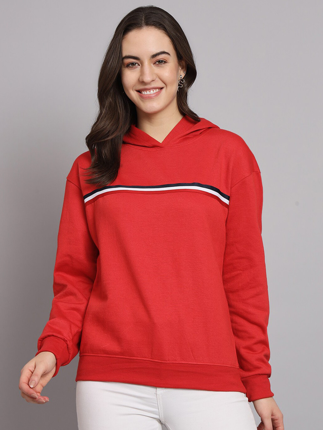 

Obaan Hooded Pullover Cotton Sweatshirt, Red
