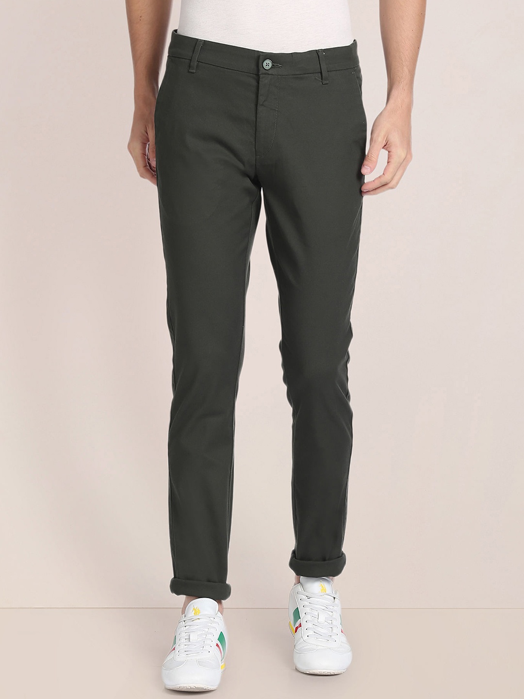 

U.S. Polo Assn. Men Slim Fit Trousers, Green
